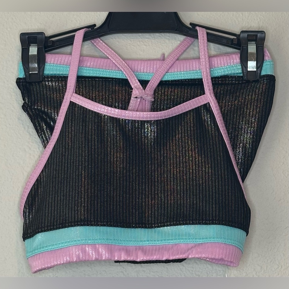Thereabouts Girls Black Blue Orchid 2 Piece Bikini Set NWT Size XS 6/6X